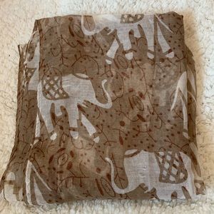 Brown Elephant Cotton Scarf